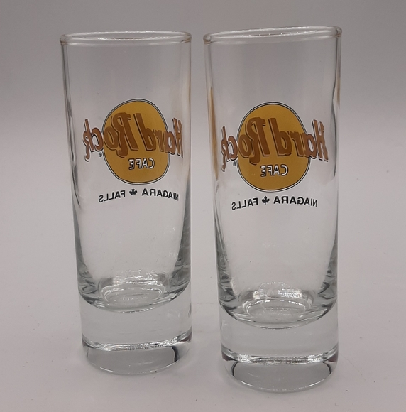 2 HARD ROCK CAFE Niagara Falls 2 oz Shot Glasses Canada Maple Leaf Vintage New - Picture 2 of 5